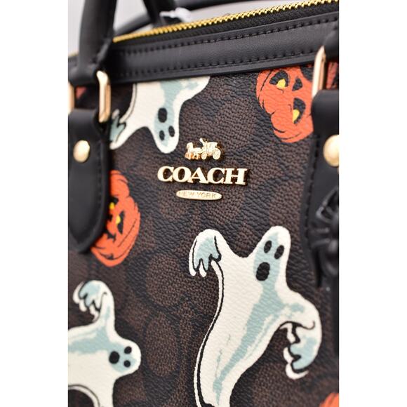 Coach Rowan Satchel Bag In Signature Canvas With Halloween Print NWT Walnut 2025 - Picture 10 of 16